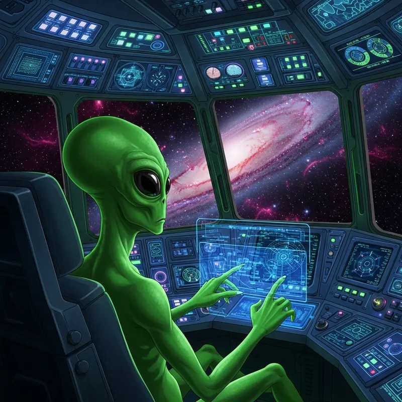Extraterrestrial Being in Aircraft | Luminous Green Alien Extraterrestrial Being in Aircraft | Luminous Green Alien