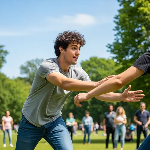 Playful Game of Tag in a Vibrant Park Setting