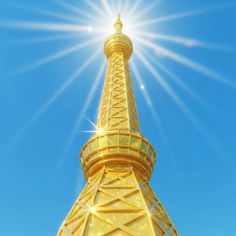 Cartoon Gold Tower: Shining Fantasy Structure
