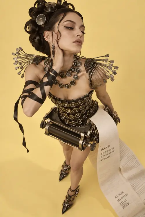 High-Fashion Model Inspired by Vintage Typewriters