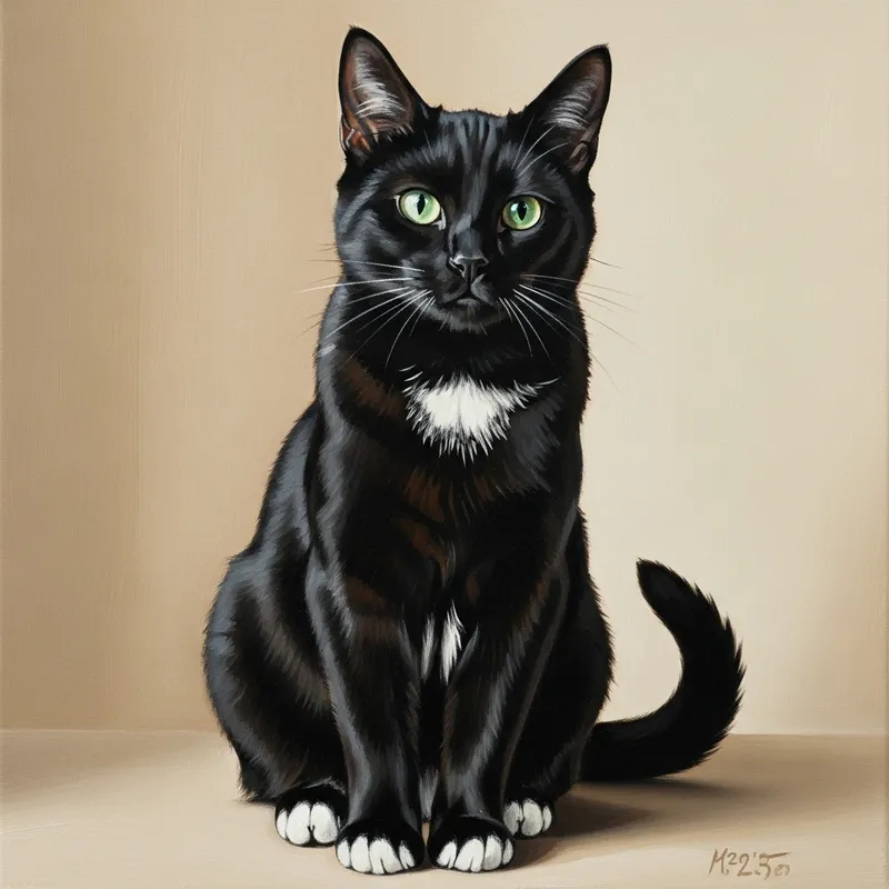 Graceful Black Cat Painting