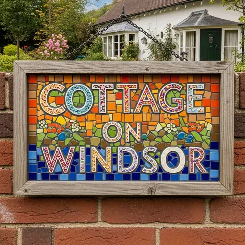 Colorful Ceramic Mosaic Sign for 'Cottage On Windsor'