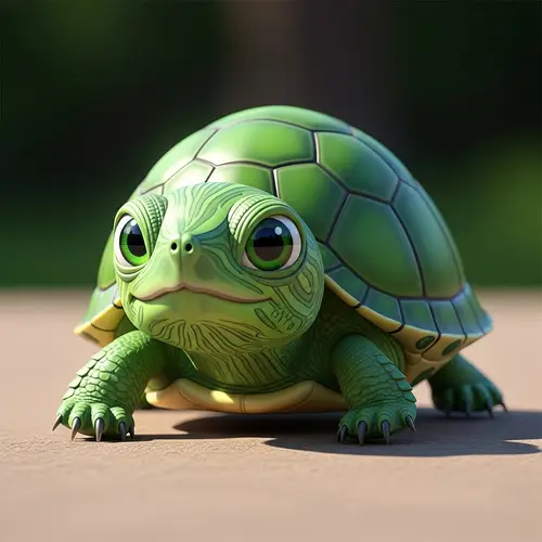 Adorable Baby Turtle - Cutest in the World with Vibrant Green Skin