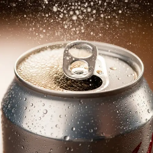 Refreshing Soda Can Fizzing Open