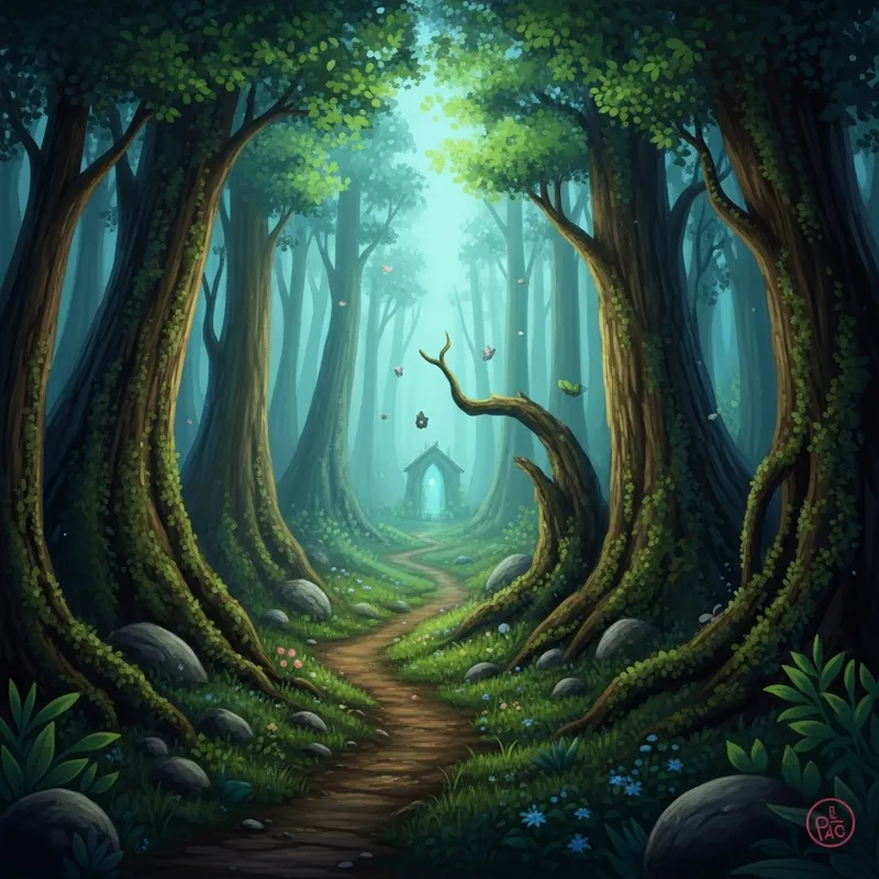 Magical Forest Tranquility: A Whimsical Journey into Enchantment | Inspired by Thomas Kinkade