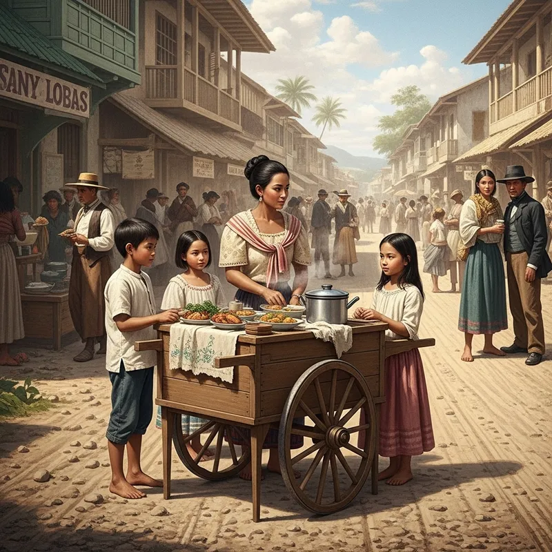 19th Century Filipino Food Market Scene | Traditional Street Vendor