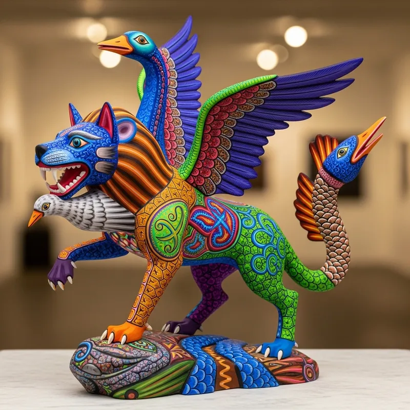 Vibrant Alebrije: Unique Mexican Art Creature with Intricate Details