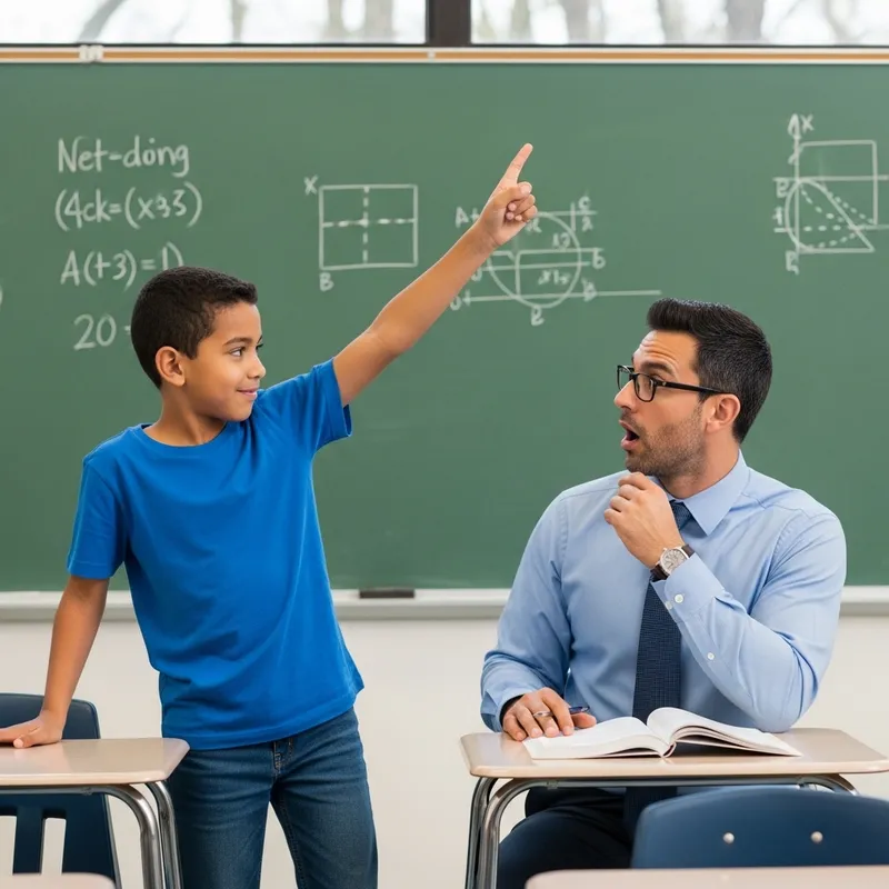 Disrespectful Interaction: Boy Disdainfully Advising Teacher Disrespectful Interaction: Boy Disdainfully Advising Teacher