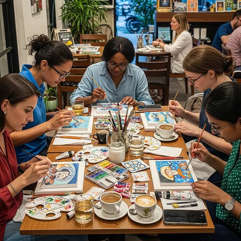 Realistic Art Master Class in Da Nang Cafe: Diverse Artists Painting Realistic Art Master Class in Da Nang Cafe: Diverse Artists Painting