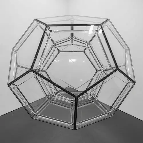 Transparent Glass Icosahedron: Minimalistic Geometric Art