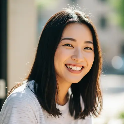 Young Asian Woman with Bright Smile | Casual Outfit