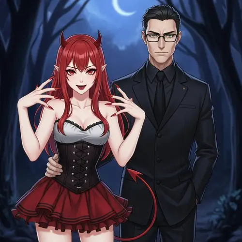 Fiery Demon and Stern Authority in Night-time Forest