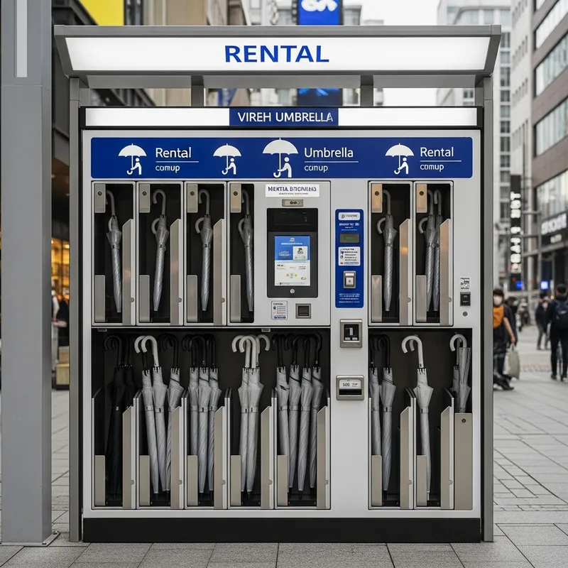 Well-Organized Electronic Umbrella Rental Station