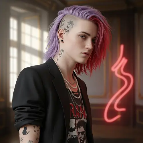 Art Portrait in Old Money Style | Lavender & Cherry Red Shades