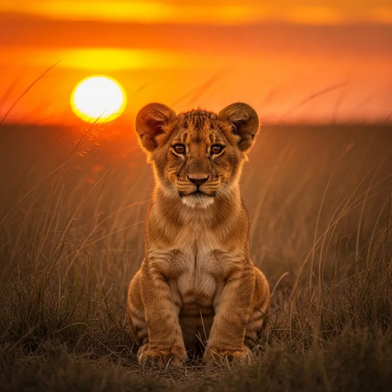 Tiny Lion Cub on Savannah | Wildlife Photography