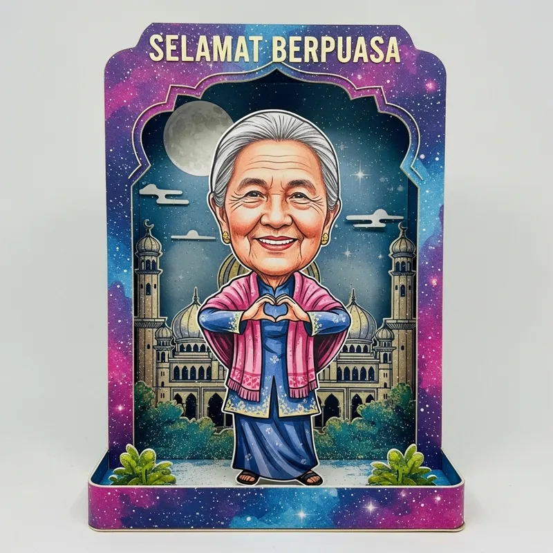 3D Papel Picado Diorama: Caricature of an Elderly Malay Woman 3D Papel Picado Diorama: Caricature of an Elderly Malay Woman