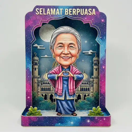 Malay Woman Papel Picado Diorama | SELAMAT BERPUASA