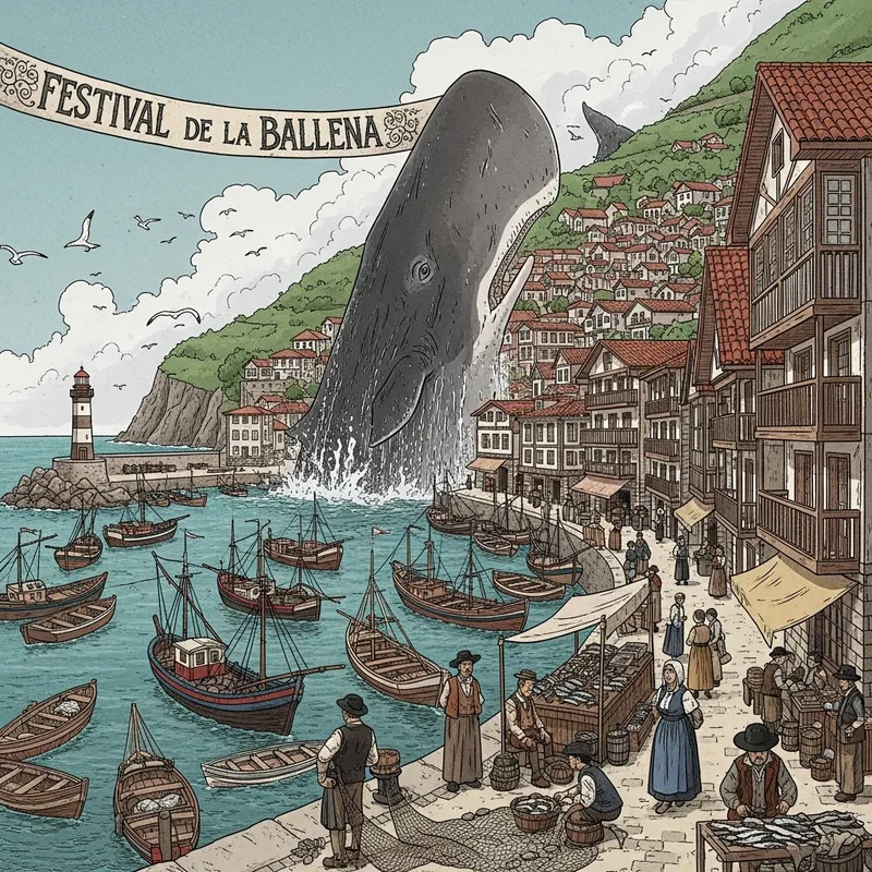 Vintage Ondarroa Whale Illustration