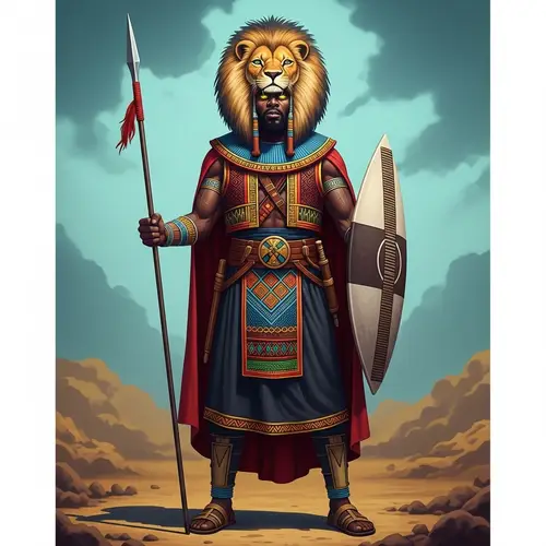 Afrofuturist Warrior Portrait: Strength and Power in Vibrant Colors