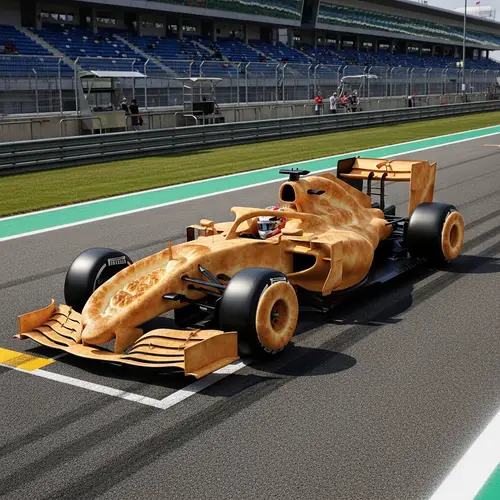 Formula 1 Car Fusion with Lavash Bread on Racing Track