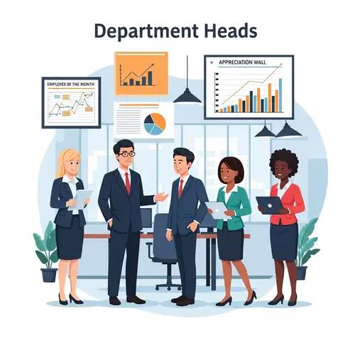 Recognizing Employees: Creative Scene with Department Heads