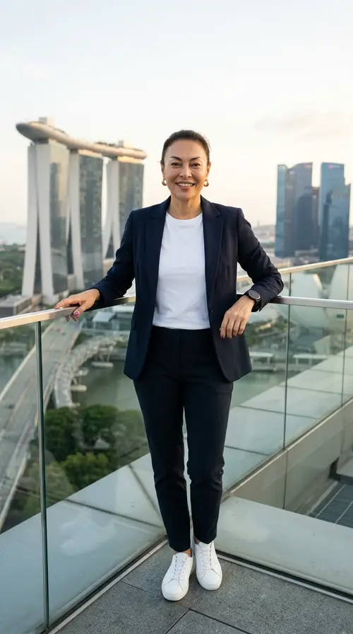 Smart Casual Look with Singapore Skyline