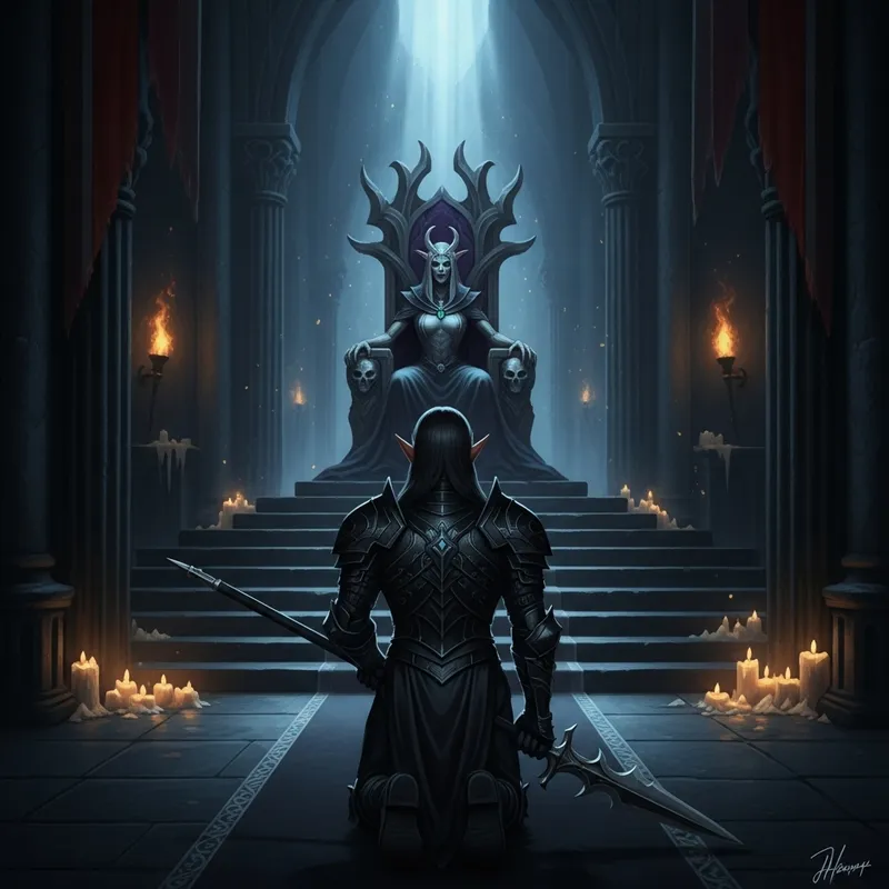 Elven Knight and Undead Queen: A Dark Fantasy Tale