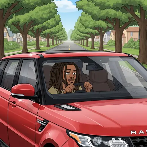 Cartoon Guy in Red Range Rover Sport | Fun Car Character