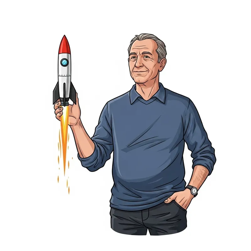 Elon Musk With a Miniature Rocket | Website Name