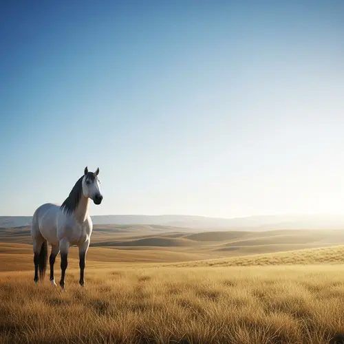 Serene Landscape with Majestic Horse | Strength & Harmony