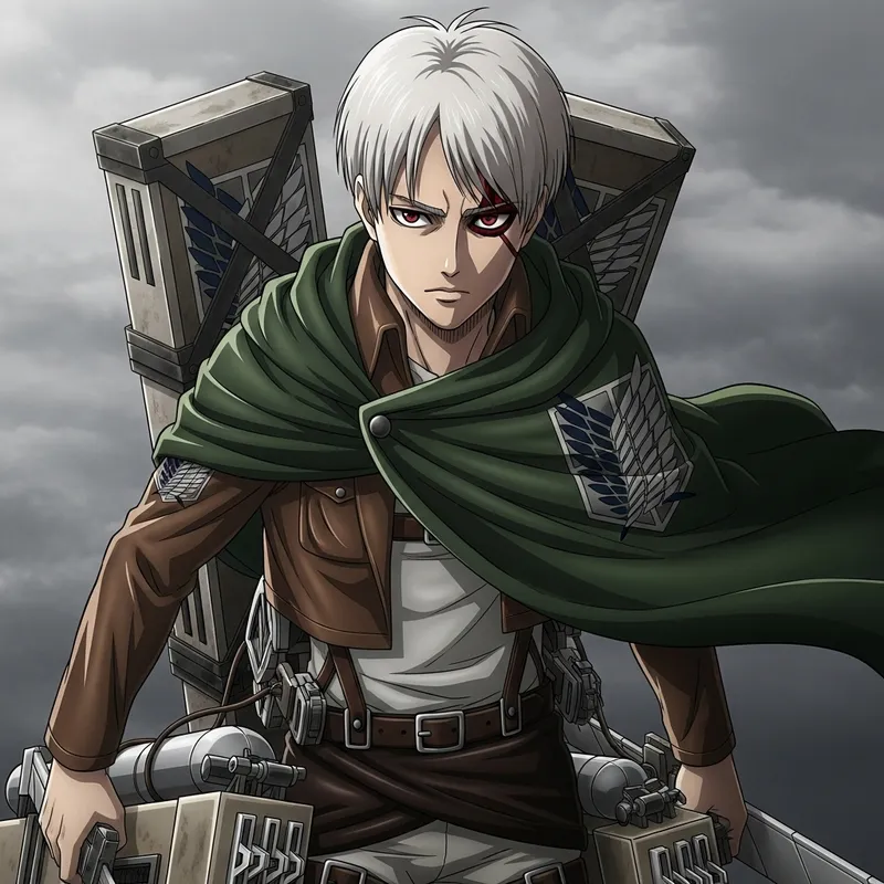 Kaneki on Titan World | Regime Soldier - Ashen White Hair