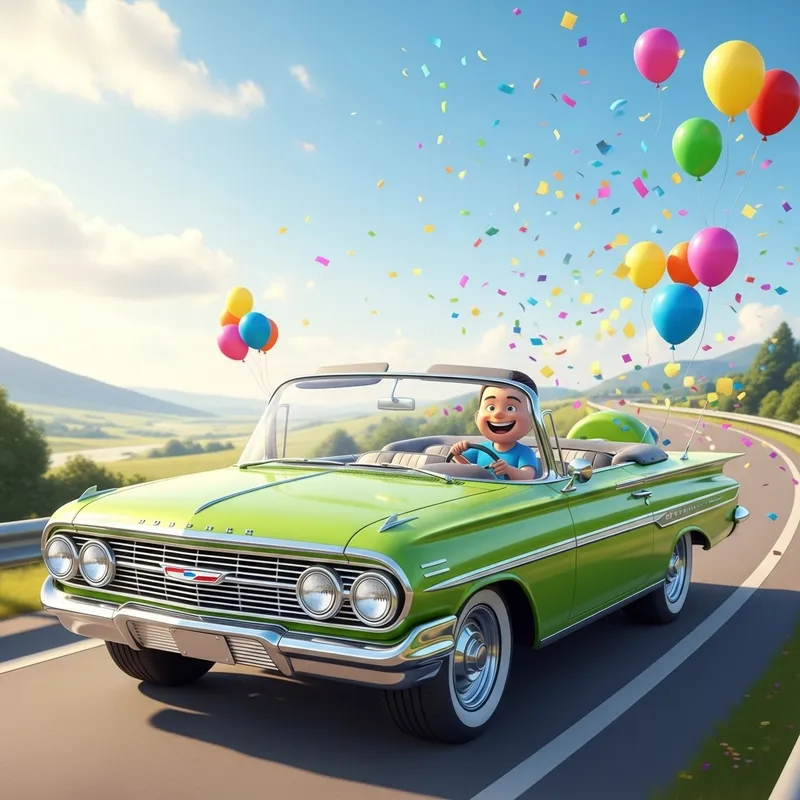 Celebrate with a Cartoon 1960 Chevy Impala Convertible