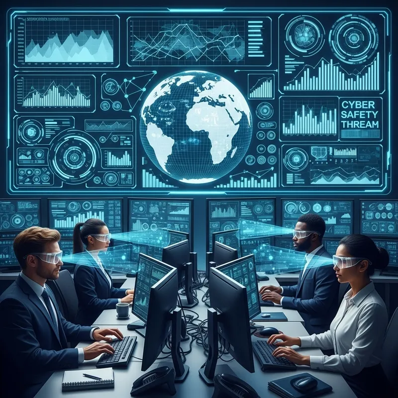 Futuristic Cybersecurity Specialists in Action