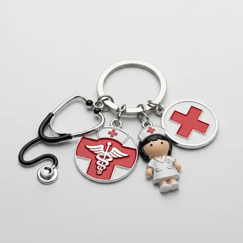 Nursing Profession Keychain | Healthcare Symbol Key Ring