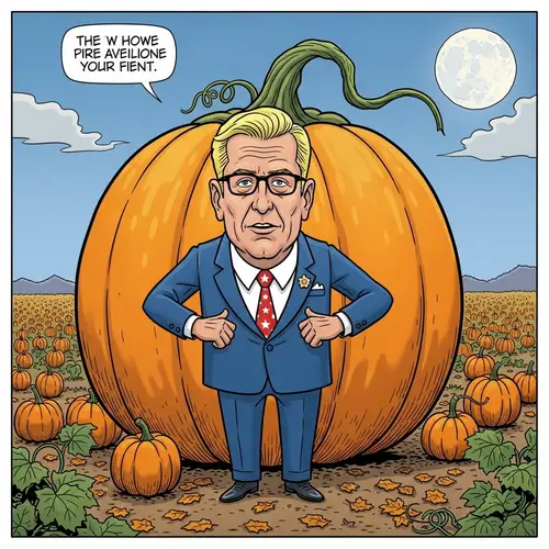 Funny Donald Trump Caricature as Great Pumpkin | Peanuts Comics Style