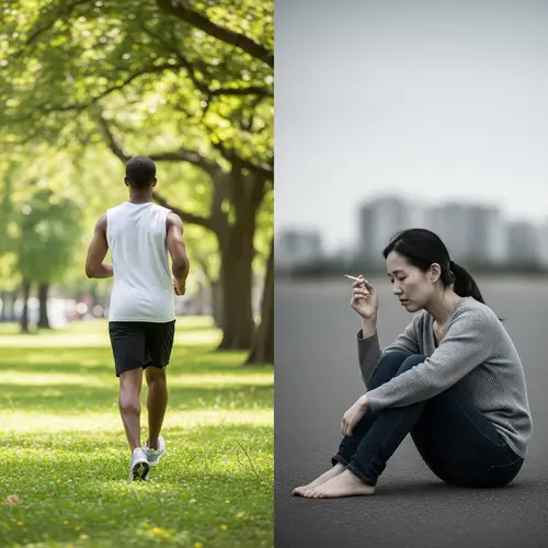 Contrasting Lifestyles: Health vs. Smoker's Gloom