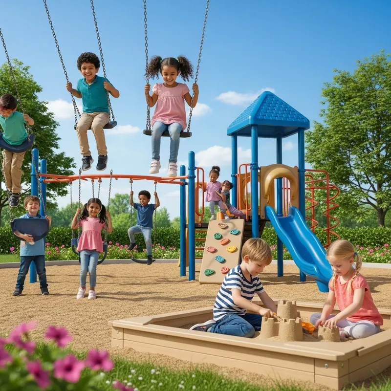 Fun and Diverse Kids at Colorful Playground