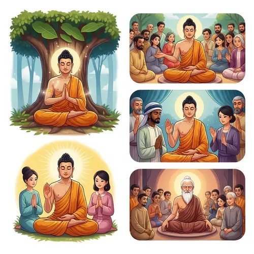 Life Story of Buddha: Key Moments Depicted in Illustrations