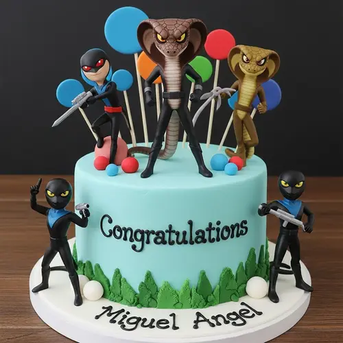 Congratulations Miguel Angel Cake with Super Agent Cobra Decoration