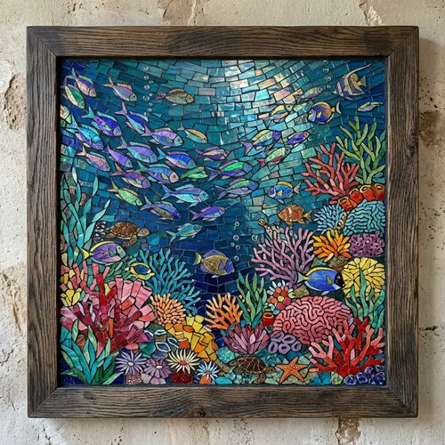 Stunning Underwater Glass Mosaic Art - Oceanic Masterpiece