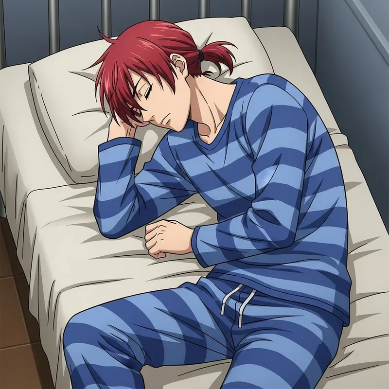 Anime Style Sleeping Male Prisoner Art