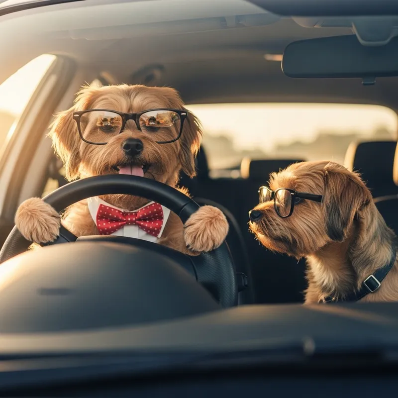 Humorous Dog Driving Car with Playful Passenger | Funny Car Scene