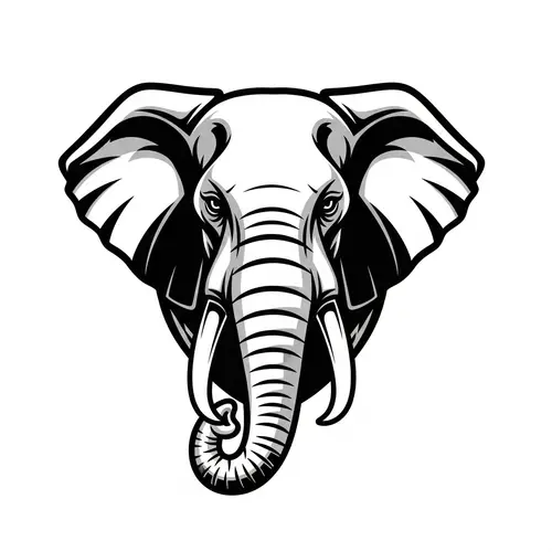 Black and White Elephant Head Logo Design