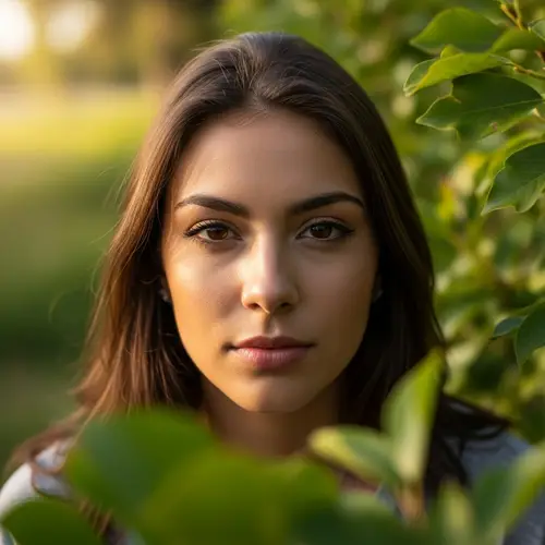 Mysterious Smile: Young Hispanic Woman Outdoors