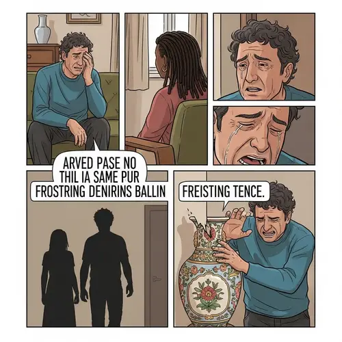 Emotional Comic Strip: Italian Man's Heartbreak