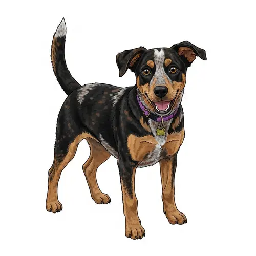 Colorful Medium-Sized Dog in Playful Pose