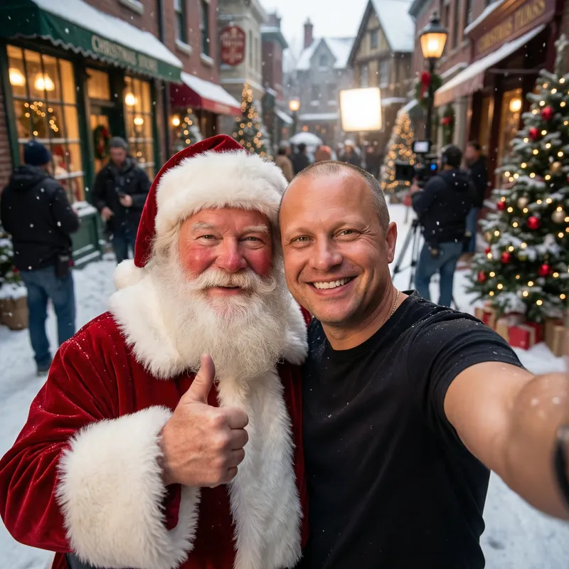 Candid Christmas Selfie with Santa Claus