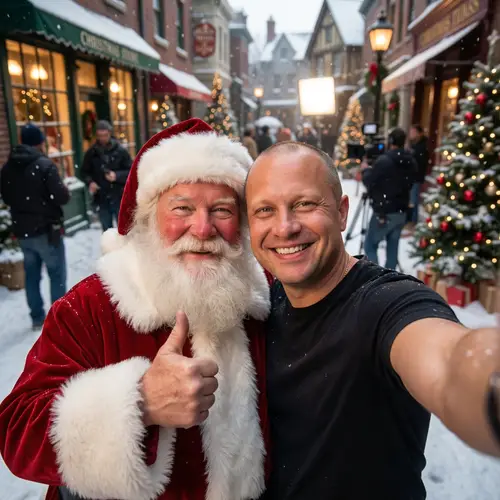 Candid Christmas Selfie with Santa Claus