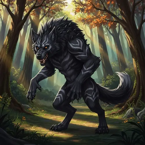 Powerful Pokémon Mightyena in Animated Forest Scene