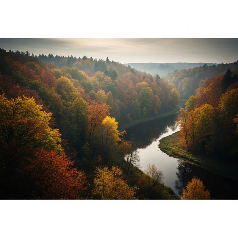 Enchanting Autumn River: Nostalgic Forest Scenery Enchanting Autumn River: Nostalgic Forest Scenery